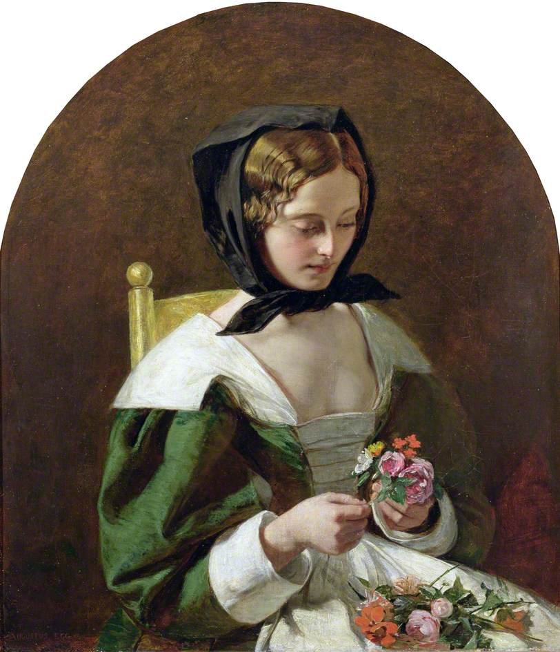 Augustus Leopold Egg, Girl Making a Bouquet of Flowers