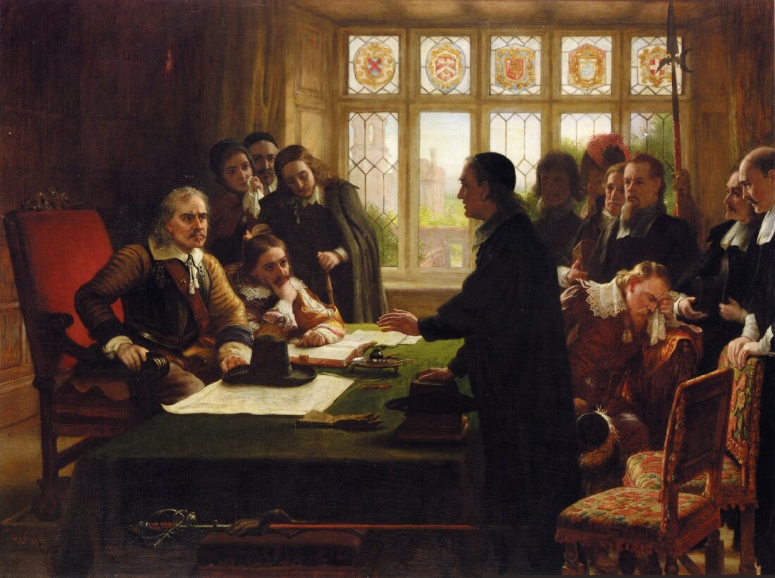 Charles West Cope, Oliver Cromwell and His Secretary John Milton, Receiving a Deputation Seeking Aid for the Swiss Protestants