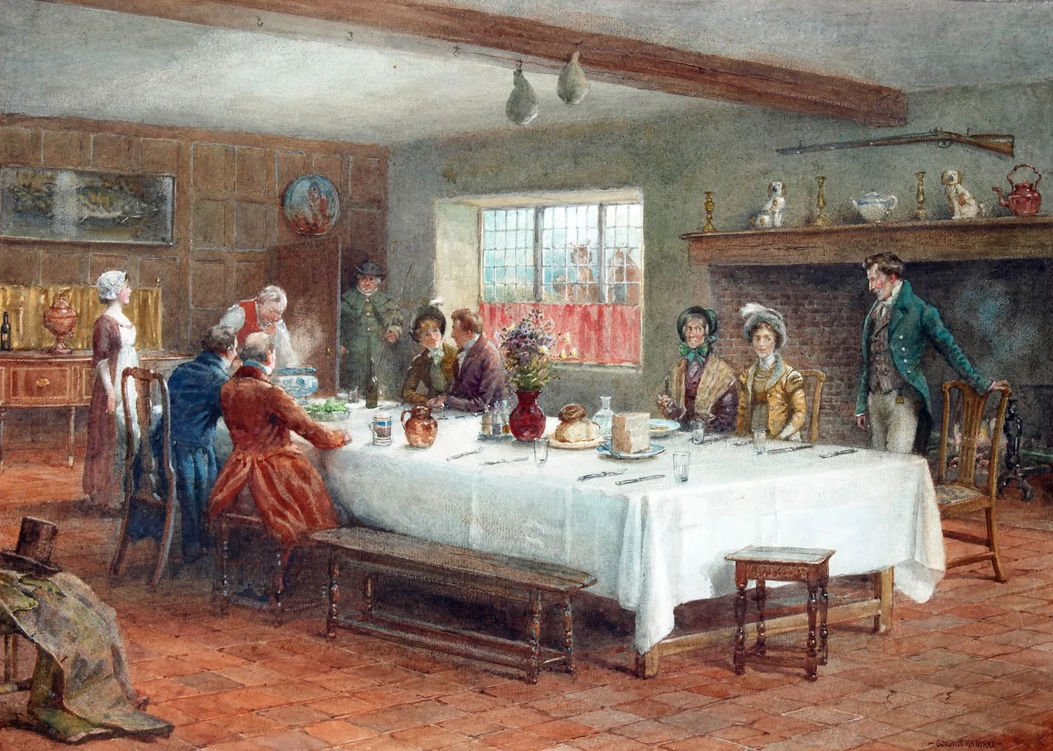 George Goodwin Kilburne, A Meal Stop at a Coaching Inn