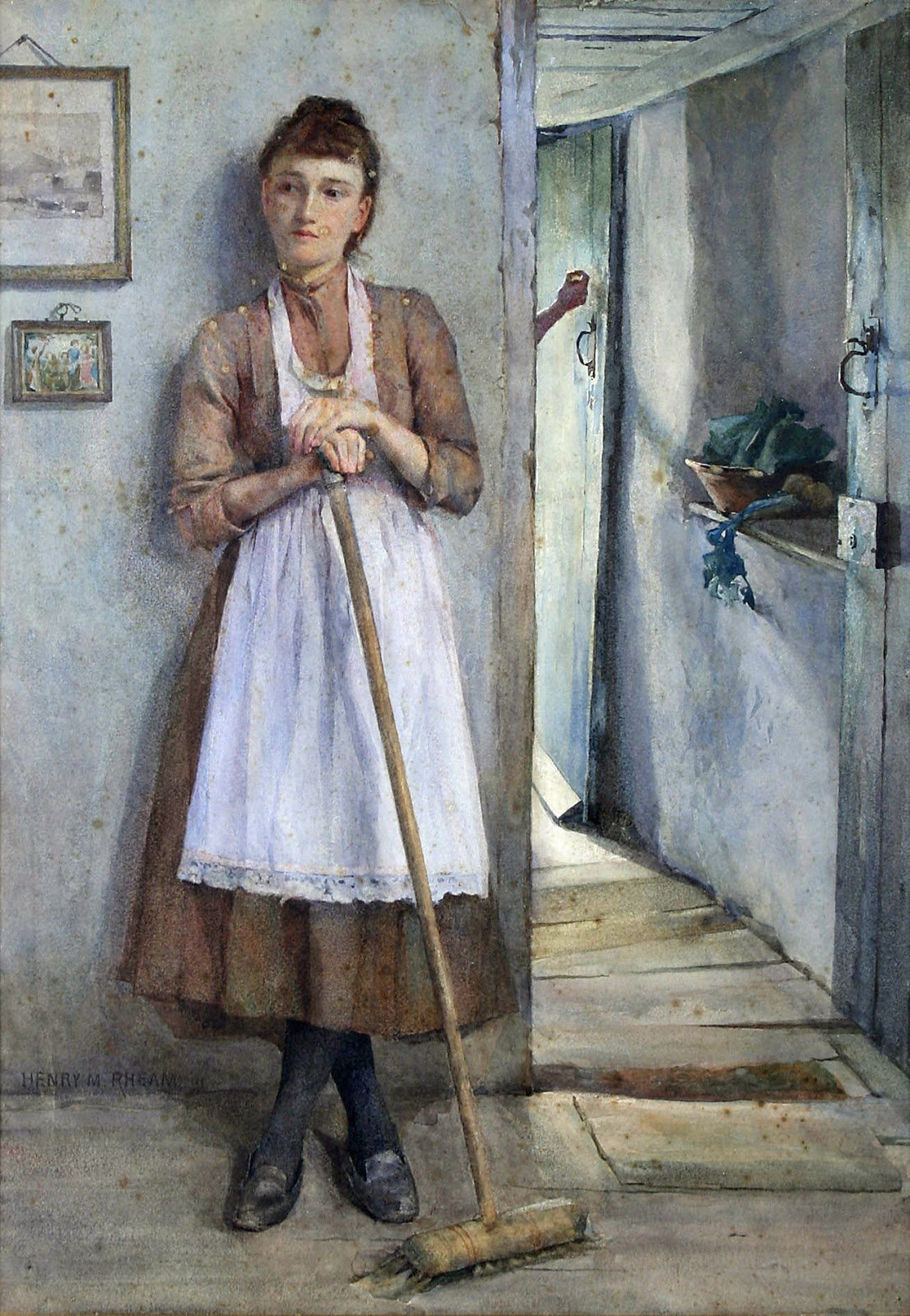 Henry Meynell Rheam, A Maid Sweeping