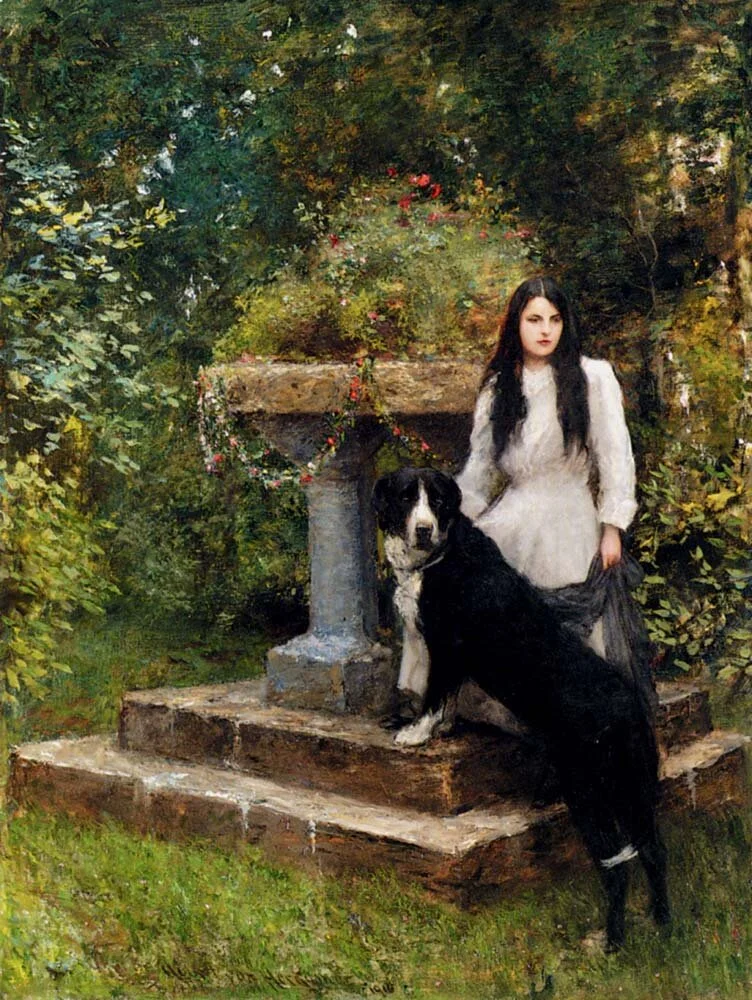 Hubert von Herkomer, A Young Girl and Her Dog