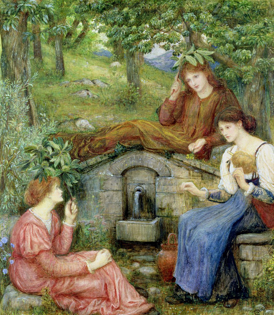 Marie Spartali Stillman, By a Clear Well, Within a Little Field