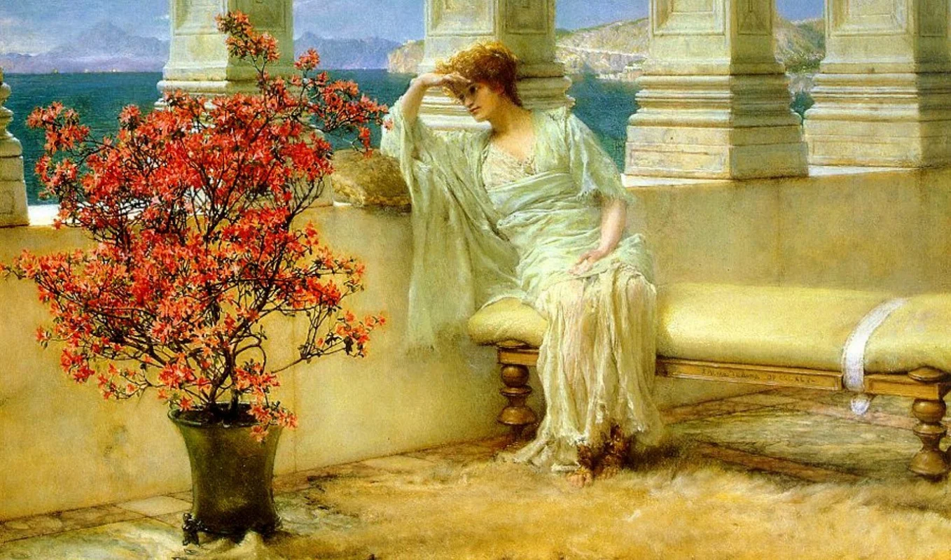 Sir Lawrence Alma-Tadema, Her Eyes Are With Her Thoughts, and They Are Far Away