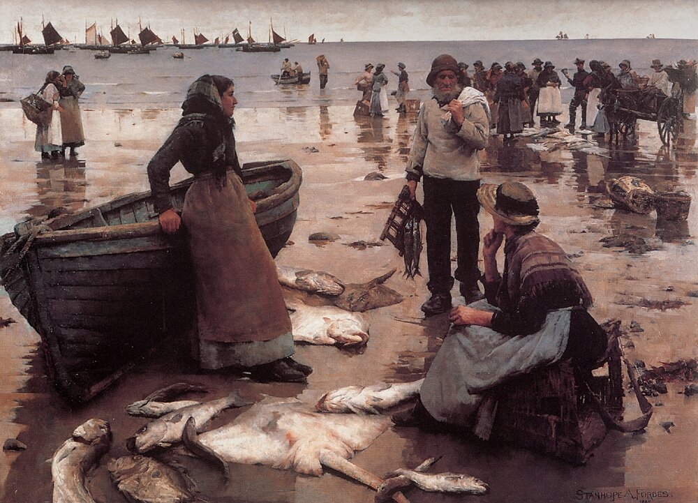 Stanhope Alexander Forbes, A Fish Sale on a Cornish Beach