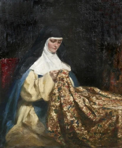 Talbot Hughes, A Nun Embroidering Fabric