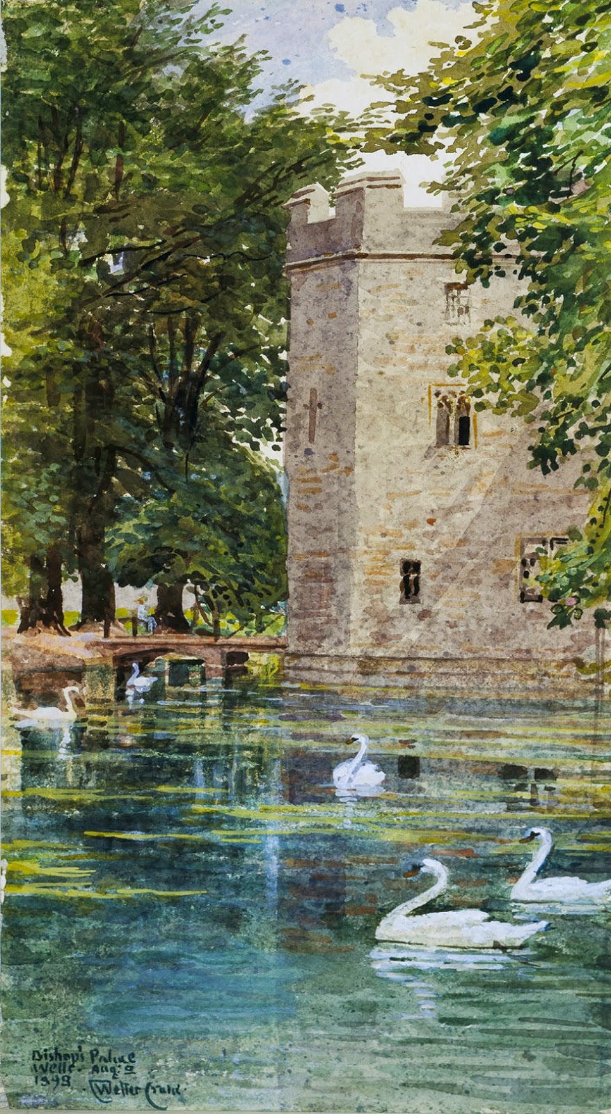 Walter Crane, The Moat and Bishop’s Palace, Wells Cathedral