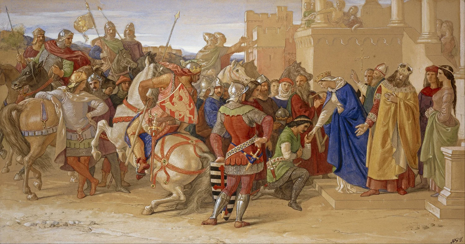 William Dyce, Piety—The Knights of the Round Table about to Depart in Quest of the Holy Grail