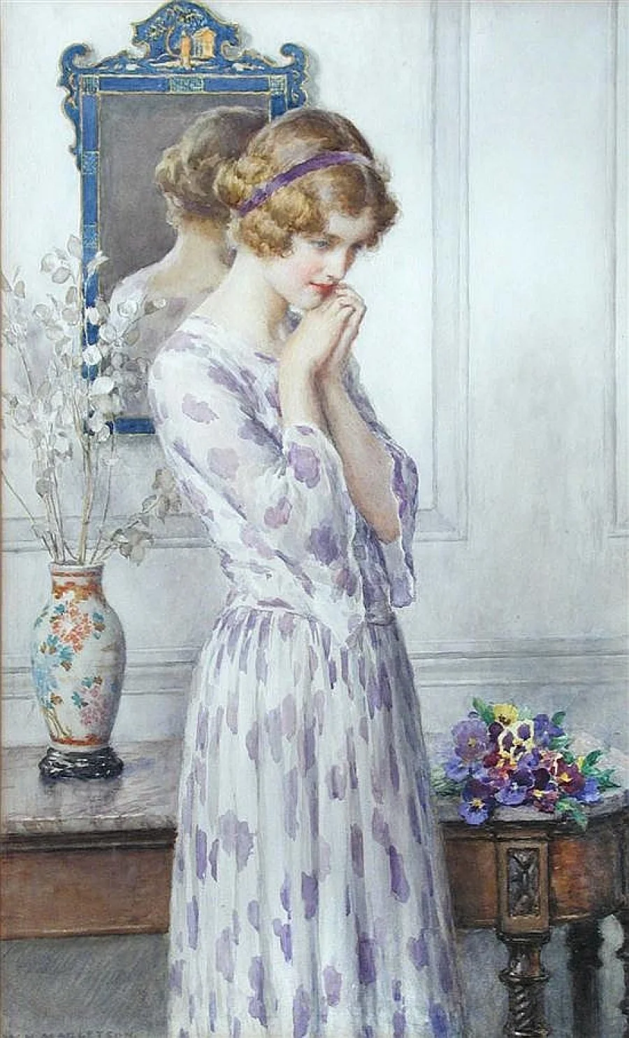 William Henry Margetson, Lady with Pansies